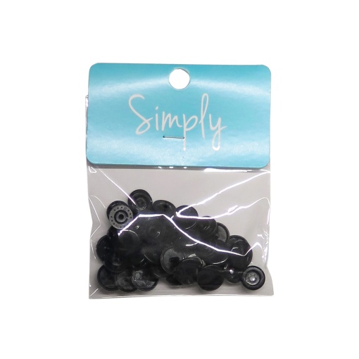 Botoes de Pressao Plasticos 14mm Preto com 50