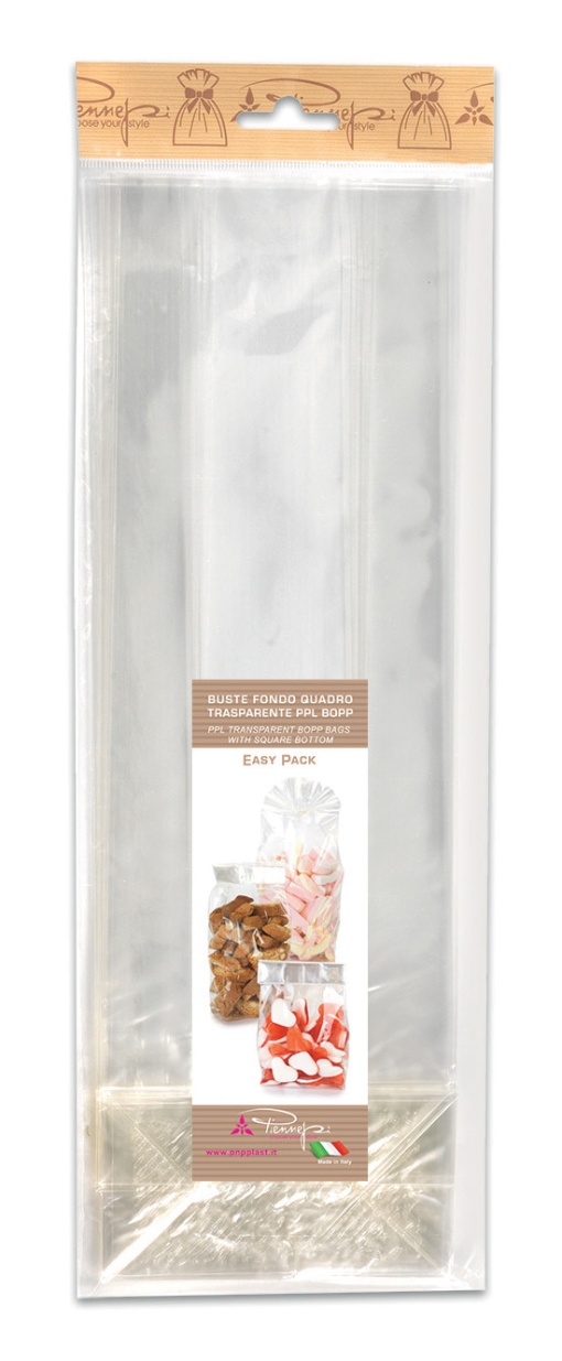 Saco Celofane Transparente PNP Fundo Quadrado com Fole 8x24+4cm com 5