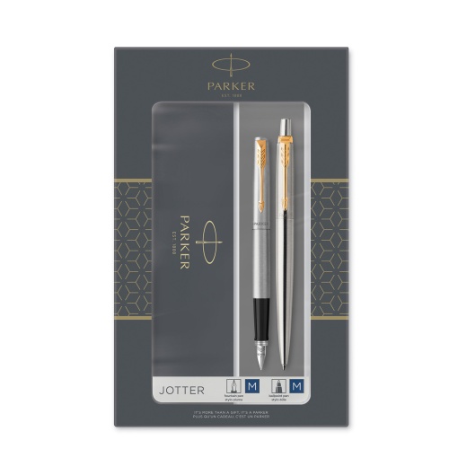 Conjunto PARKER Jotter caneta M e esferográfica inox Gt