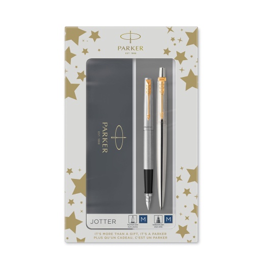 Conjunto PARKER Jotter caneta M e esferográfica inox Gt