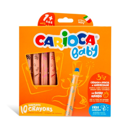 Lápis de Cera CARIOCA Baby 3 em 1 caixa com 10