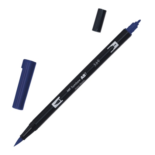 Brush Pen Aguarelável TOMBOW com 2 Pontas ABT-569 Azul Jet