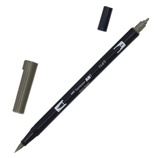 Brush Pen Aguarelável TOMBOW com 2 Pontas ABT-N49 Cinza Quente 8