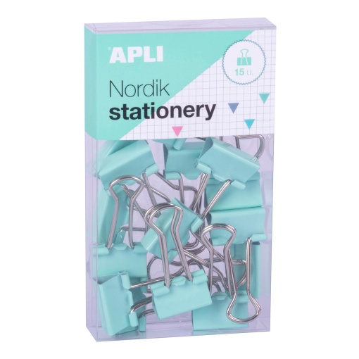 Clips de papel 19mm APLI Nordik surtidos - 15 unidades