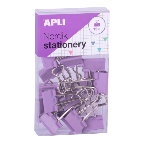 Clips de papel 19mm APLI Nordik surtidos - 15 unidades