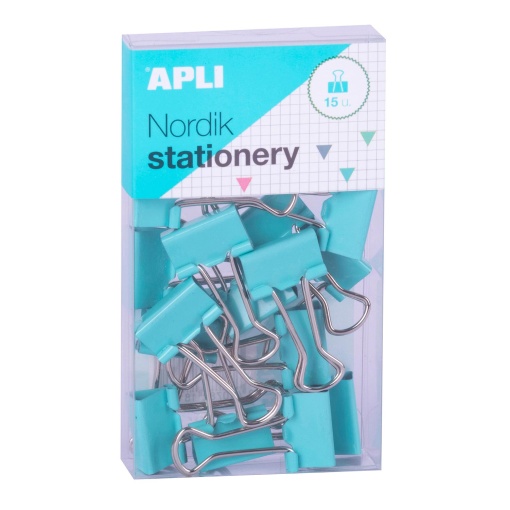 Clips de papel 19mm APLI Nordik surtidos - 15 unidades