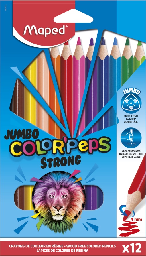Lápis de Cor MAPED Color Peps Strong Jumbo caixa com 12