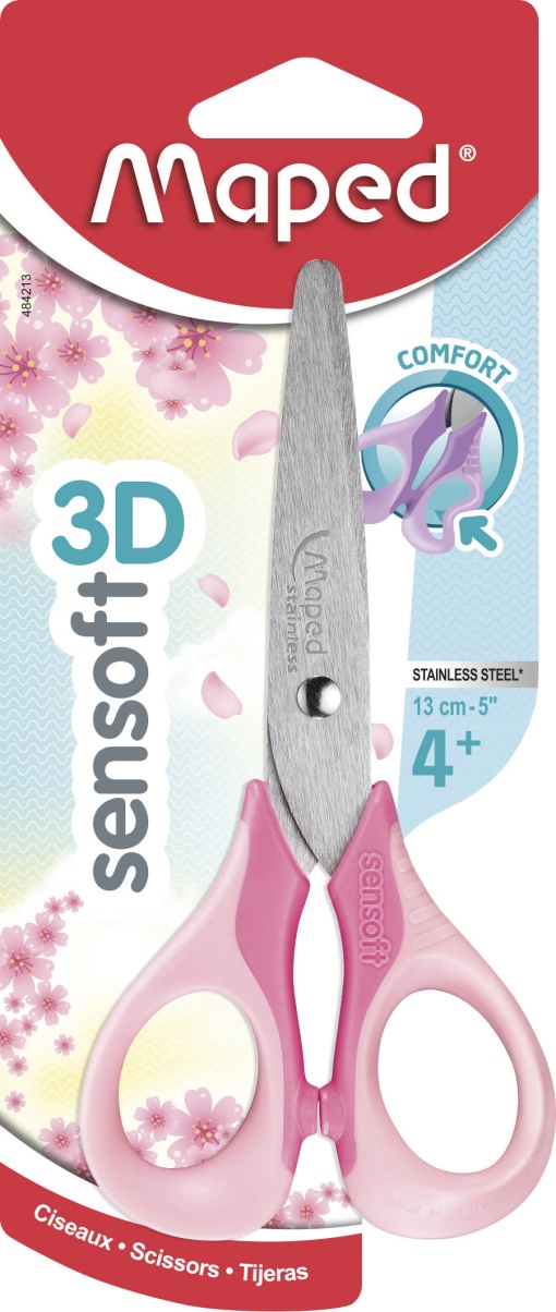 Tesoura Escolar 13cm Redonda MAPED Sensoft 3D Pastel