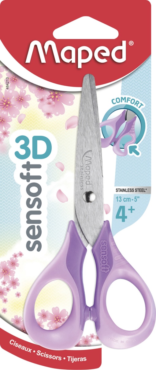 Tesoura Escolar 13cm Redonda MAPED Sensoft 3D Pastel