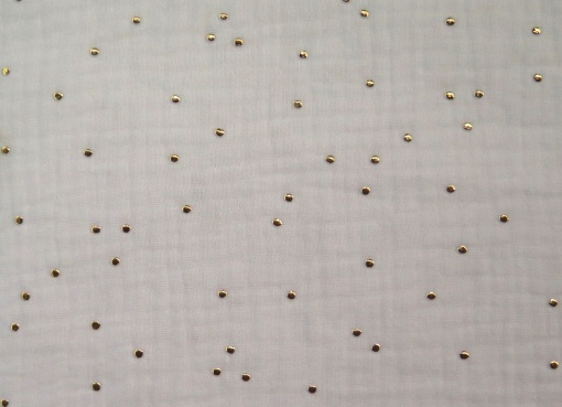 Tecido Mousseline Pintinhas Branco/Dourado 1x1,30m