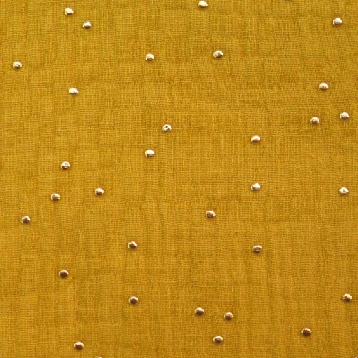 Tecido Mousseline Pintinhas Amarelo/Dourado 1x1,30m