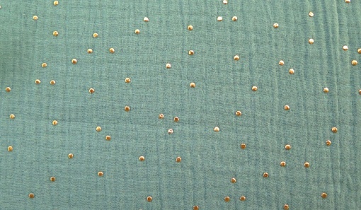Tecido Mousseline Pintinhas Verde/Dourado 1x1,30m