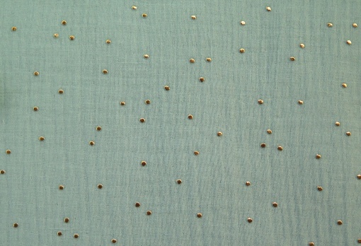 Tecido Mousseline Pintinhas Verde Água/Dourado 1x1,30m