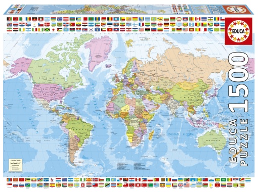 Puzzle EDUCA 1500 peças Mapa Mundo Político