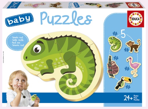 Puzzle EDUCA Baby 5x3-5 peças Animais Tropicais
