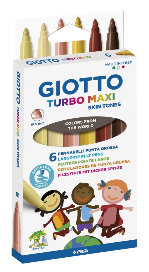 Canetas de Feltro Laváveis GIOTTO Turbo Color Maxi Tons Pele com 6