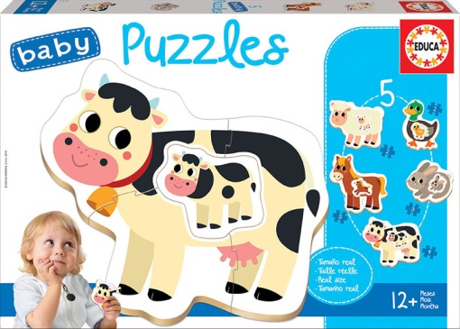 Puzzle EDUCA Baby 5x3-5 peças Animais Granja