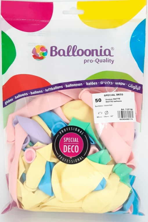 Balão de látex 30cm 12ö pastel cores sortidas (50 unidades) BALLOONIA