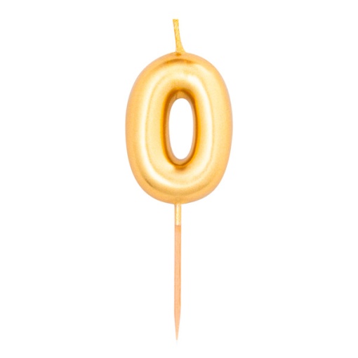 Vela de Aniversário Metalizada nº 0 Dourada 8cm