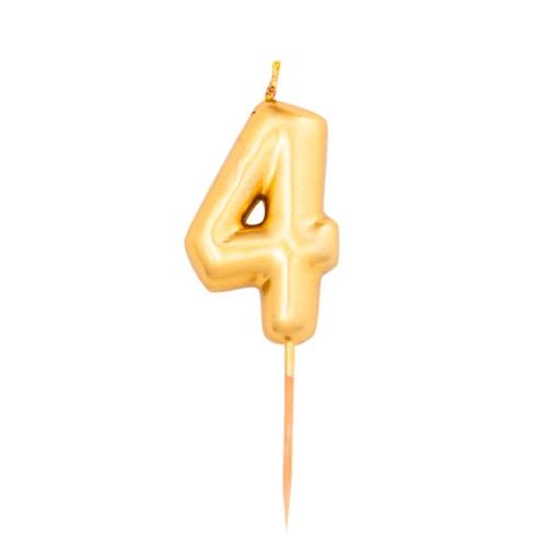 Vela de Aniversário Metalizada nº 4 Dourada 8cm
