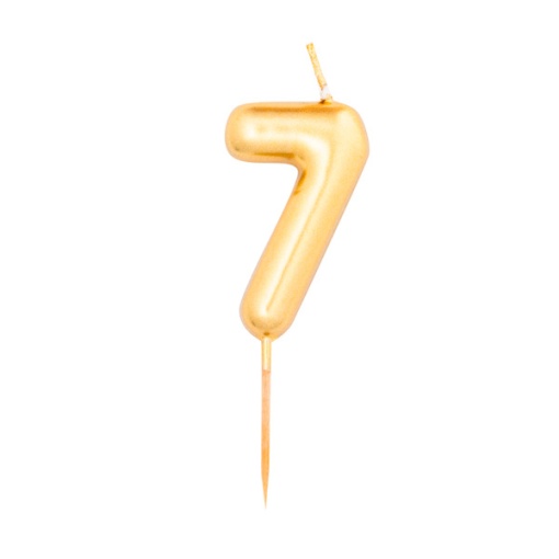 Vela de Aniversário Metalizada nº 7 Dourada 8cm