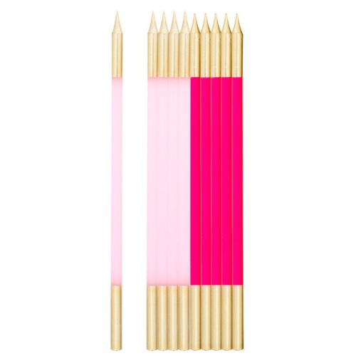 Vela de Aniversário Metalizada 15cm Rosa/Dourada 10 unidades