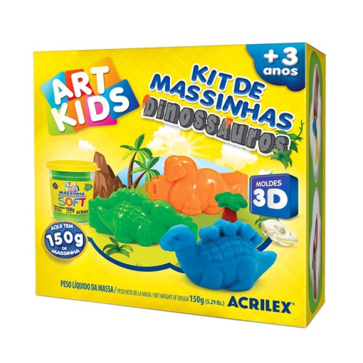 Plasticina ACRILEX Art Kids Soft dinossauros 150g