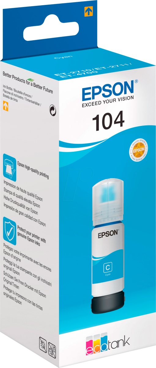 Tinteiro EPSON 104 Ecotank Azul ET2710 7500 Páginas