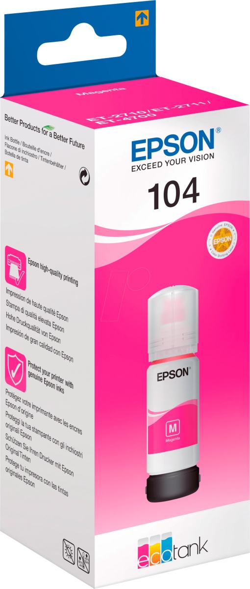 Tinteiro EPSON 104 Ecotank Magenta 104 ET2710 7500 Páginas