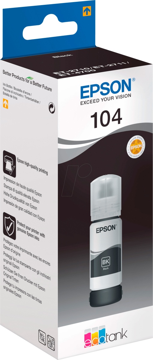 Tinteiro EPSON 104 Ecotank Preto ET2710 4500 Páginas
