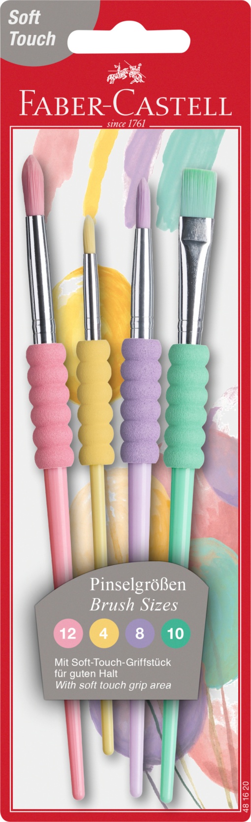 Conjunto 4 Pincéis FABER-CASTELL Soft Touch Cores Pastel