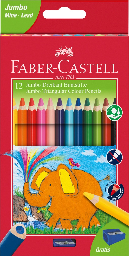 Lápis de Cor FABER-CASTELL Jumbo Triangular 12 Cores