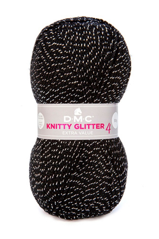 Fio de Tricot DMC Knitty4 Glitter 8138/232 50g Preto