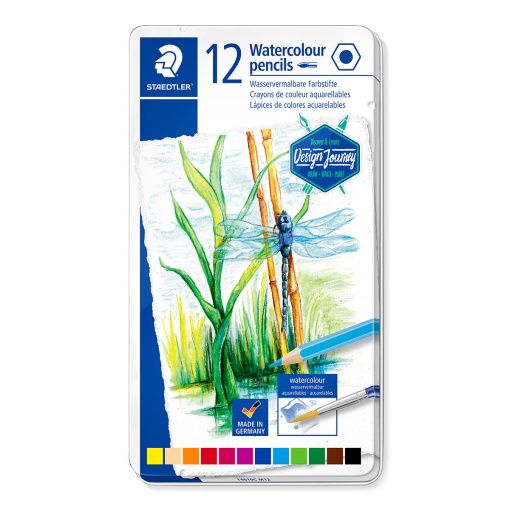 Lápis de Cor Aguarelável STAEDTLER Design Journey caixa Metálica com 12