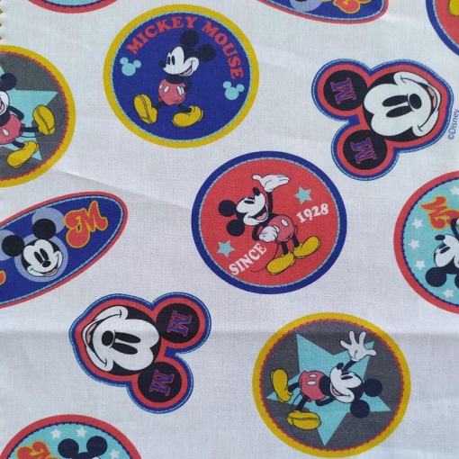 Tecido HILOGAR DISNEY Mickey Mouse World Branco/Multicor 1x1,50m