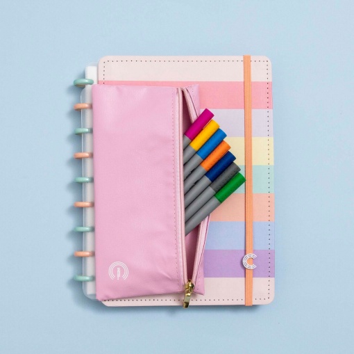 Estojo para Caderno Inteligente Rosa com Furação