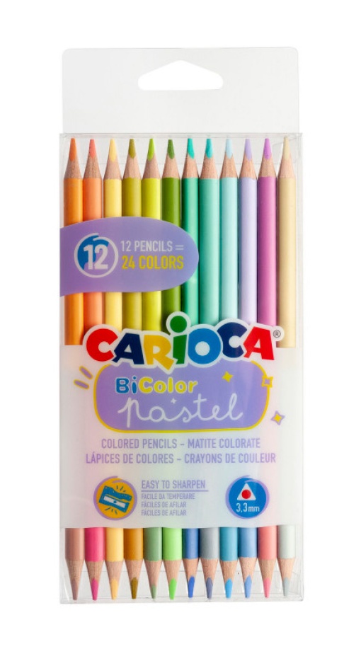 Lápis de Cor CARIOCA Pastel Bicolor com 12