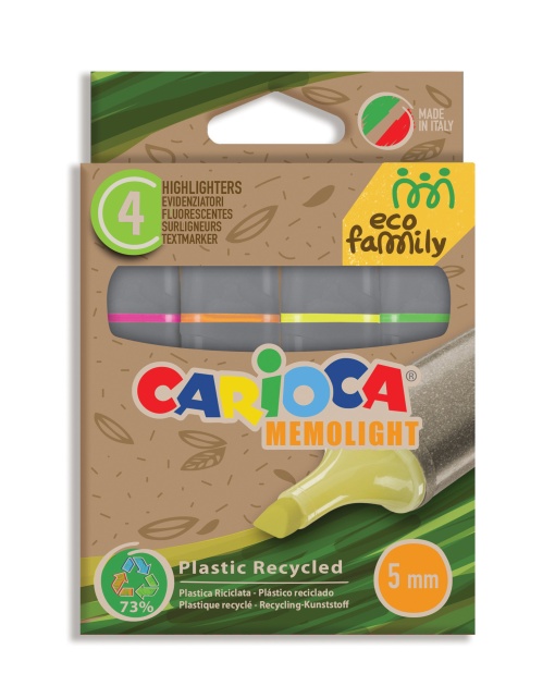 Sublinhador fluorescente CARIOCA Eco - 4 unidades