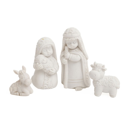Presépio Infantil em Marfinite para Pintar 4 peças 3,5x3x7cm LG