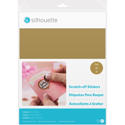 Papel autocolante raspadinha SILHOUETTE dourado - 5 folhas
