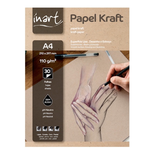 Bloco de Desenho INART Kraft A4 110g 30 folhas Acid Free