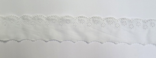 Fita de Tecido Bordado Inglês 50mm Branco 202 (metro)