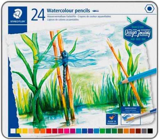 Lápis de Cor Aguarelável STAEDTLER Design Journey caixa Metálica com 24