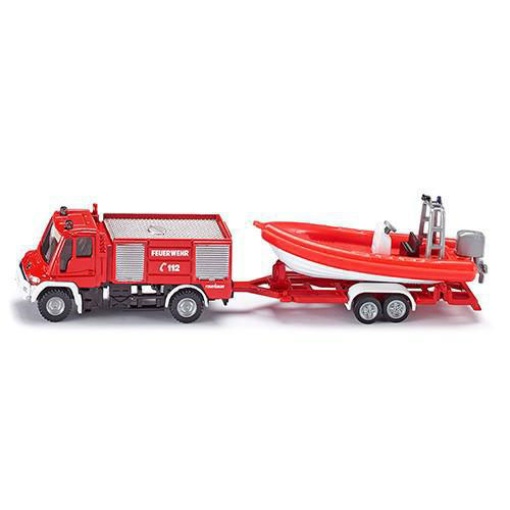 Carro dos Bombeiros Unimog com Barco Miniatura SIKU