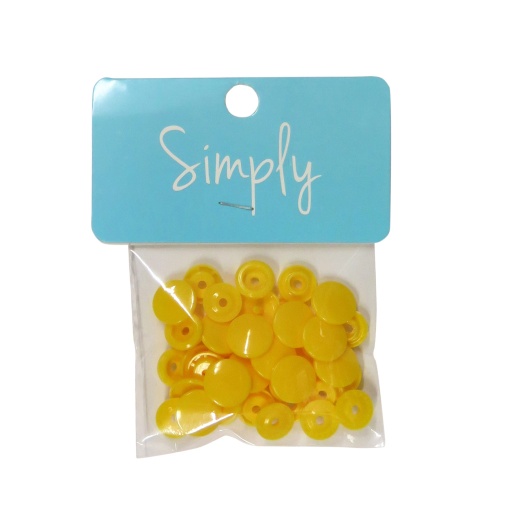 Botões de Pressão Plásticos 14mm Amarelo com 50 unidades