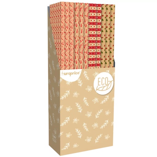 Papel de embrulho EUROPRICE kraft rolito 70cmx5m sortido
