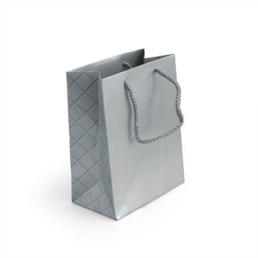 Saco de Papel Asa Cordão LUX 210g Prateado Xadrez 11,5x6x14,5cm