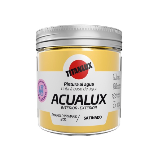 Tinta Acrílica TITAN Acualux Amarelo Primário 801 75ml