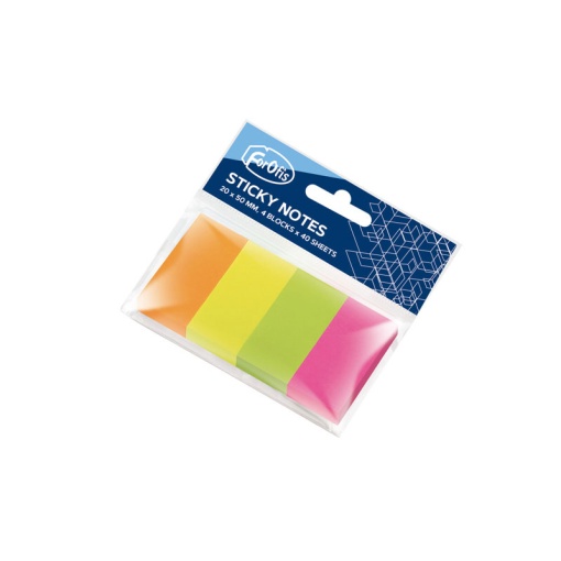 Bloco de Notas Aderentes FOROFIS 20x50mm Neon Sortido 40 folhas com 4