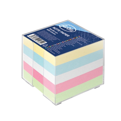 Bloco de Notas 90x90mm FOROFIS LISO com 800 folhas 5 Cores Pastel com base Acrílica